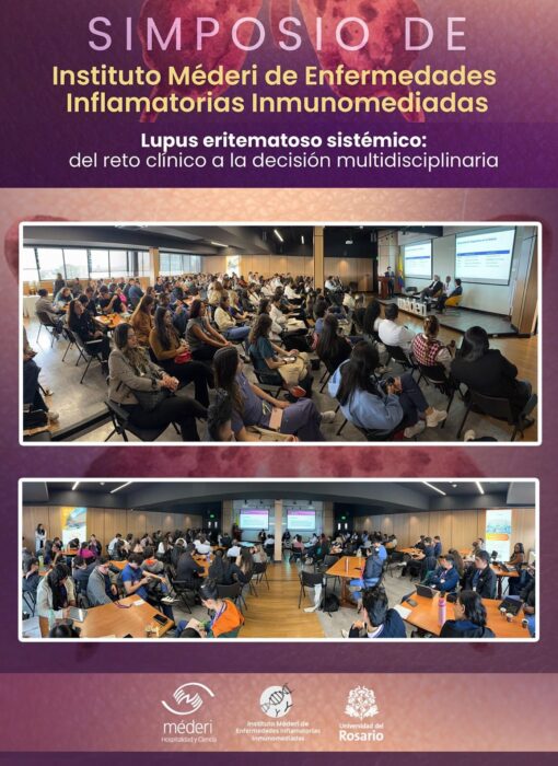 Alta Participación en el Simposio de Lupus y Enfermedades Inmunomediadas - Méderi Vista general del auditorio con profesionales de la salud asistiendo a las conferencias del simposio de lupus en Méderi